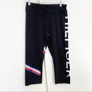 TOMMY HILFIGER name side graphic color bands waist pocket cotton workout pant L